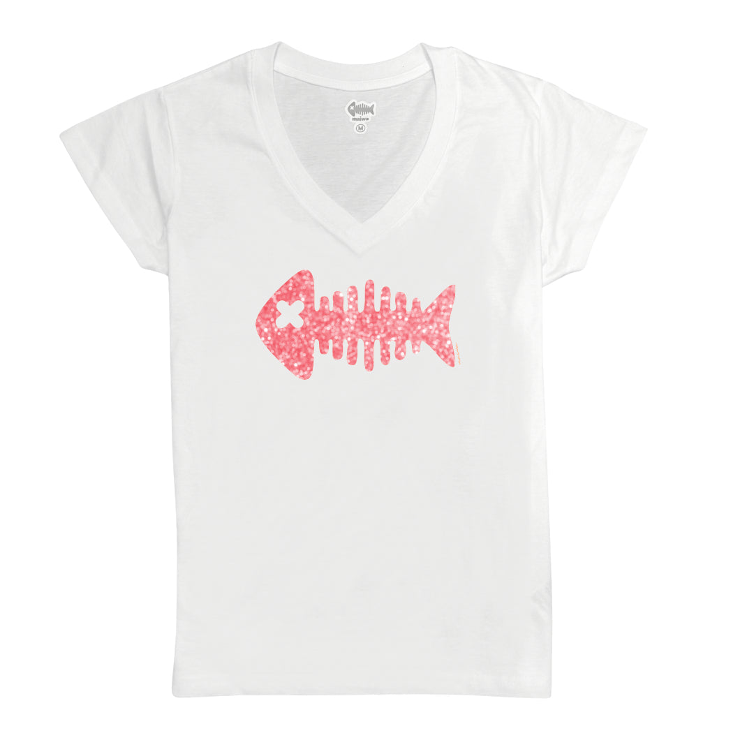 Camiseta  Glitter coral V